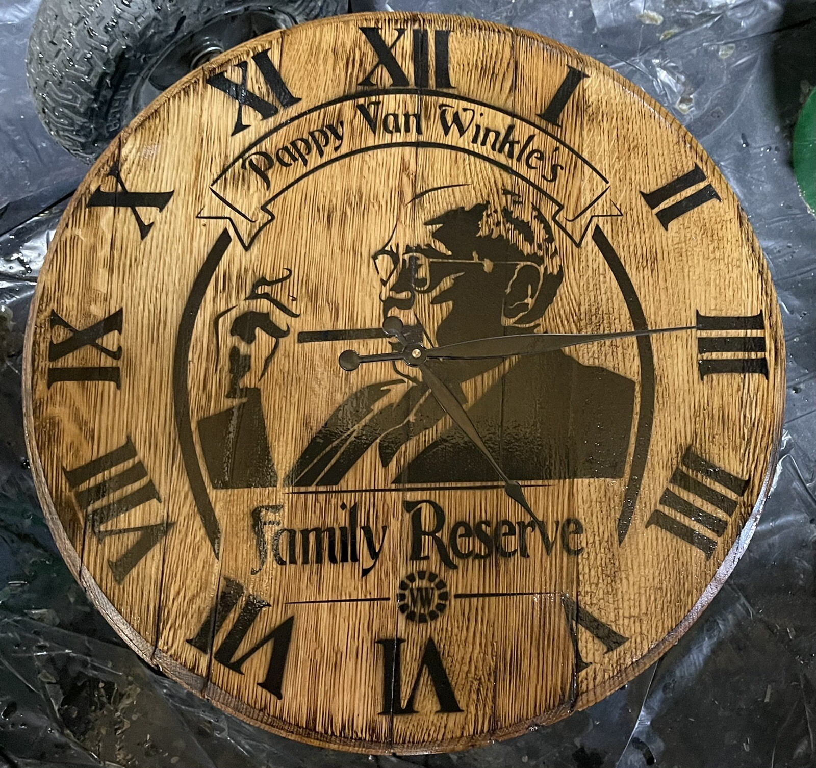 Distillery Clock Buffalo Trace Distillery (Pappy Van Winkle) Bourbon Barrel Head (CLOCK ...