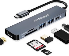 MacBook USB-C Adapter 6-in-1 Multiport Docking Station Hub HDMI SD Card USB 3.0