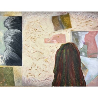Kathy Harris - Large Abstract Postmodernist Oil Pastel on Paper (ca. 1980)