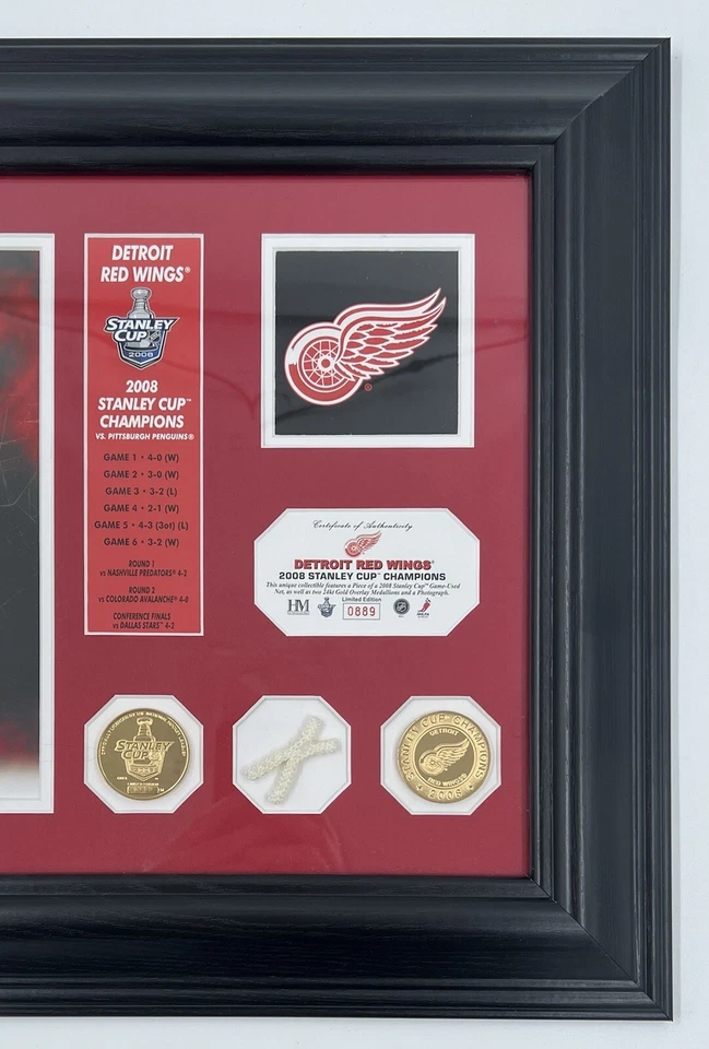 Placa Detroit Red Wings 2008 Stanley Cup Champions #0889 moedas de ouro/rede de jogo - Imagem 3 de 4