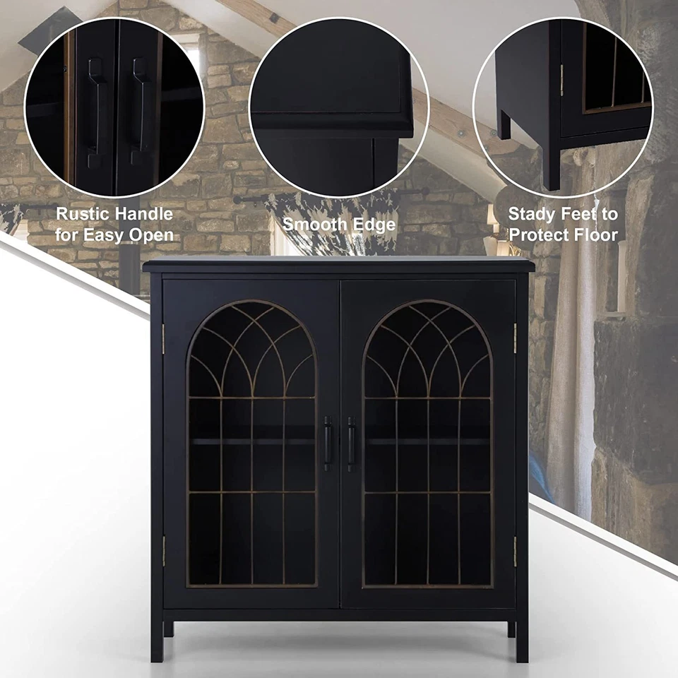 Accent Storage Cabinet with 2 Doors Decorative Cabinet Buffet & Sideboard - Image 4 of 4