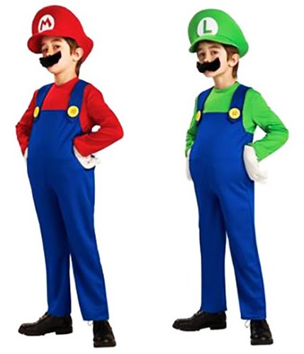 Kids Super Mario Brothers Luigi Fancy Dress Boys Girls Halloween Party Costume - Picture 2 of 7