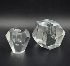 2 Vintage Modern Scandi Style Crystal Faceted Bud Vases MCM