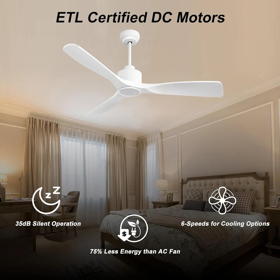 COFANTOP 52 Inch Smart Ceiling Fan Quiet DC Motor, 3 Blade High CFM Indoor Outdo - Image 2 of 4