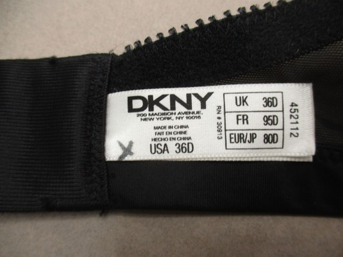 36D DKNY Womens Black Lace Lined Underwire Back Closure Balconette Bra 9A - Picture 6 of 8