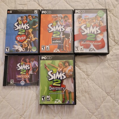 Lot of 5 Sims 2 PC Holiday Edition Pets Open For Business Nightlife University 