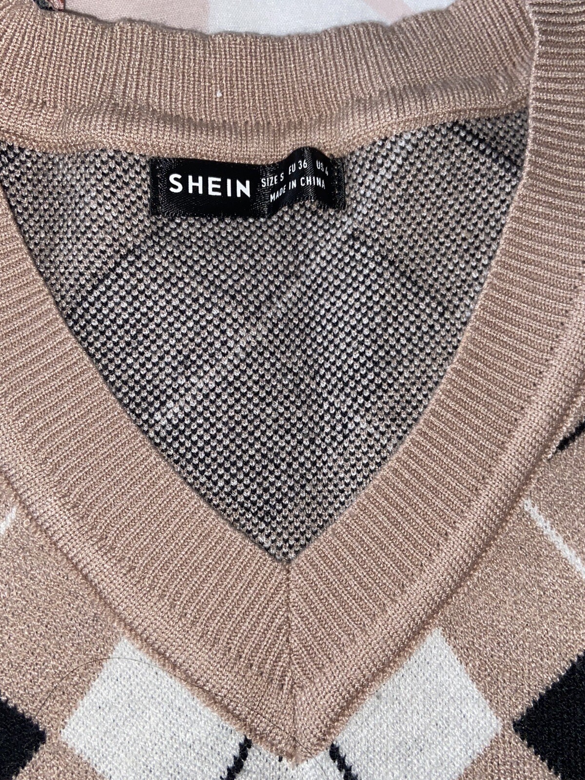 Shein Argyle Pattern Sweater Vest Top Size S New image 7