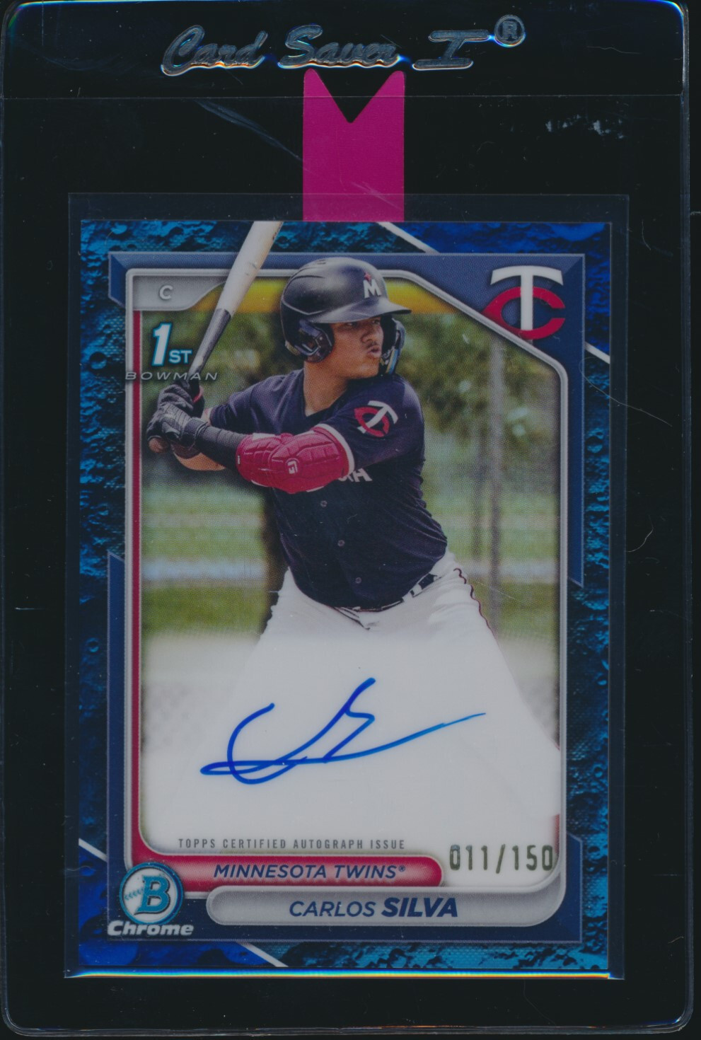 CARLOS SILVA AUTO 1st 2024 Bowman Chrome BLUE CRATER REFRACTOR/150 TWINS RC