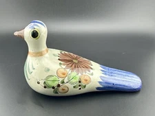 Tonala Pottery Dove Mexican Folk Art Hand Painted Bird Mexico Signed 73 VTG 8"