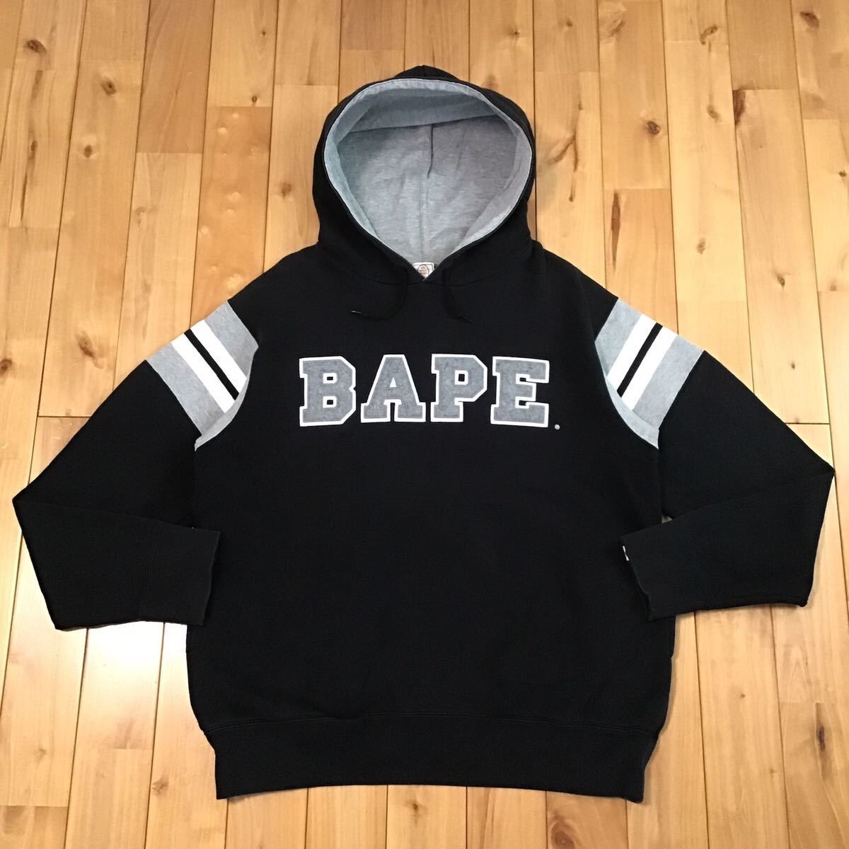 BAPE logo pullover hoodie black x gray A Bathing Ape Size M | eBay 