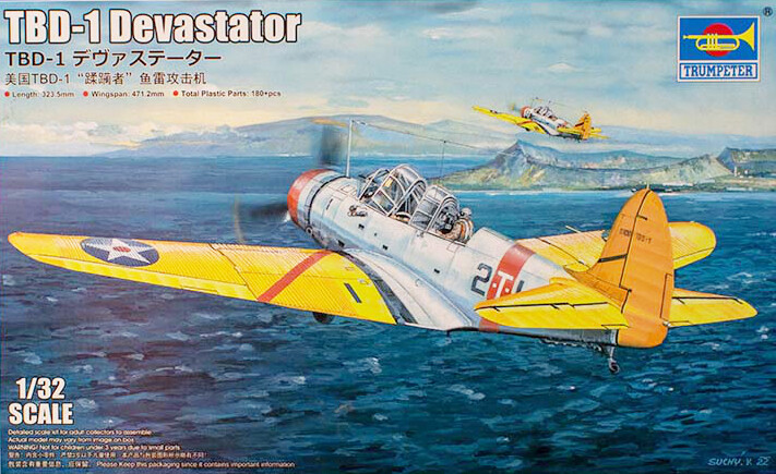 Trumpeter 1/32 US TBD-1 Devastator Torpedo Bomber, c.1937-42 - 02226
