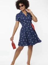 Unique Vintage Christmas Candy Cane Dog Wrap Dress Size S