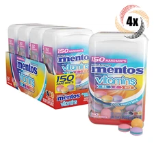 Full Box 4x Pack Mentos Vitamins Fruity Mix Hard Mints | 150 Pieces Each | 3.7oz