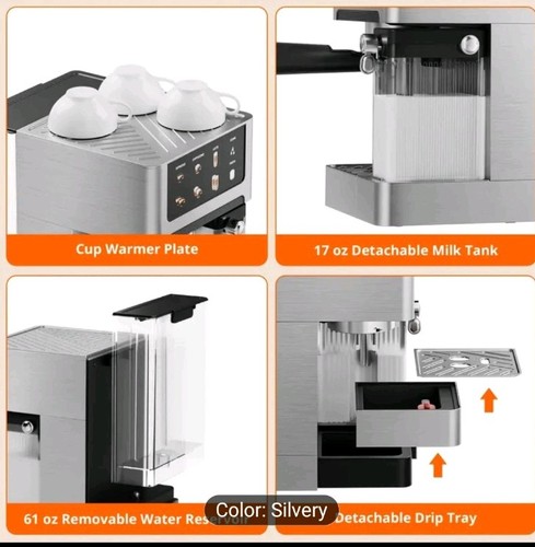Machine à café expresso latte cappuccino 20 bars mousseur à lait automatique - Photo 4/13