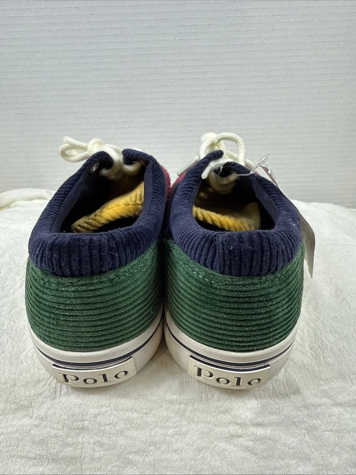 Polo Ralph Lauren Niños Tenis Zapatos Pana Bloque de Color Rojo Azul Verde TALLA 3 Foto 4 de 4