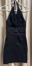 Free Generation Black Dress Evening Party Strapless w/Neck Band Ruffled V Neck