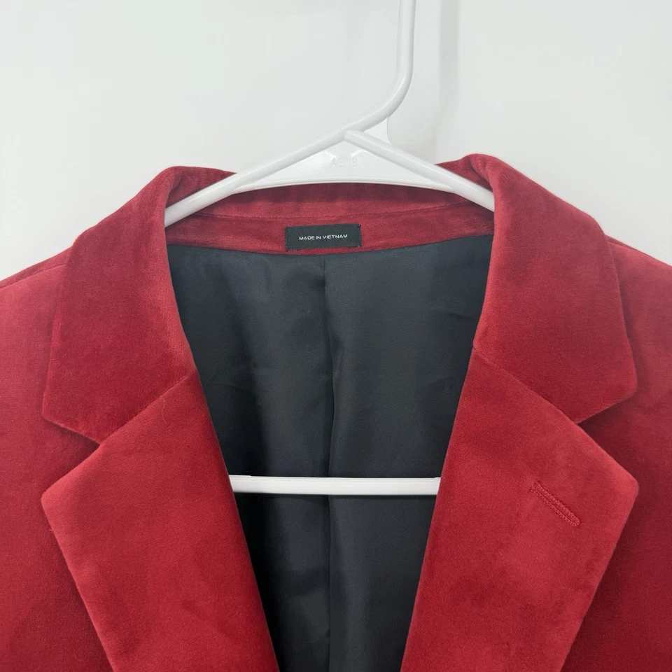 Blazer Chaqueta Abrigo J Ferrar Rojo Terciopelo Para Hombre Talla 42 Calce Ajustado Vacaciones Navidad Foto 4 de 4