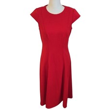 Tommy Hilfiger Red Dress Career Holiday Fit & Flare Cap Sleeve Knee Length 6