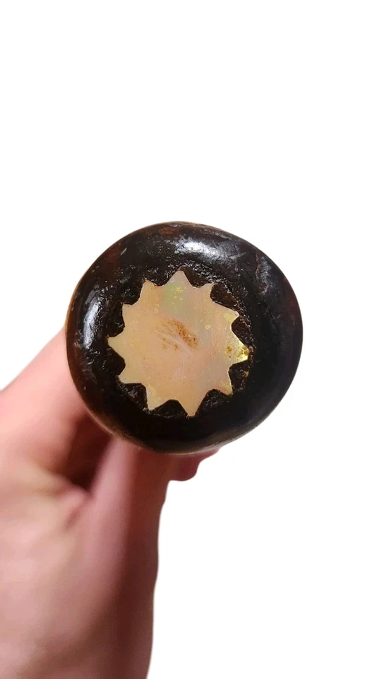 Bastón/Swagger Stick vintage, madreperla con calcomanía de flor y vid. Foto 4 de 4