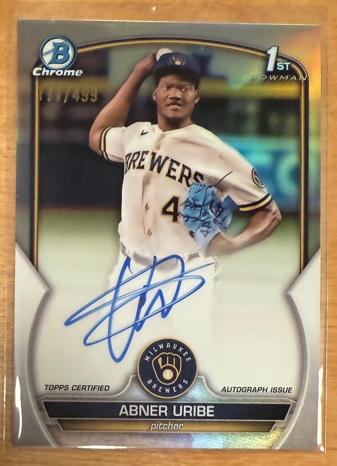 2023 Bowman Chrome Abner Uribe 1st Refractor Auto /499 #CPA-AU