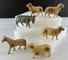 6 Vintage Miniature Celluloid Farm Animal Figures Made in USA