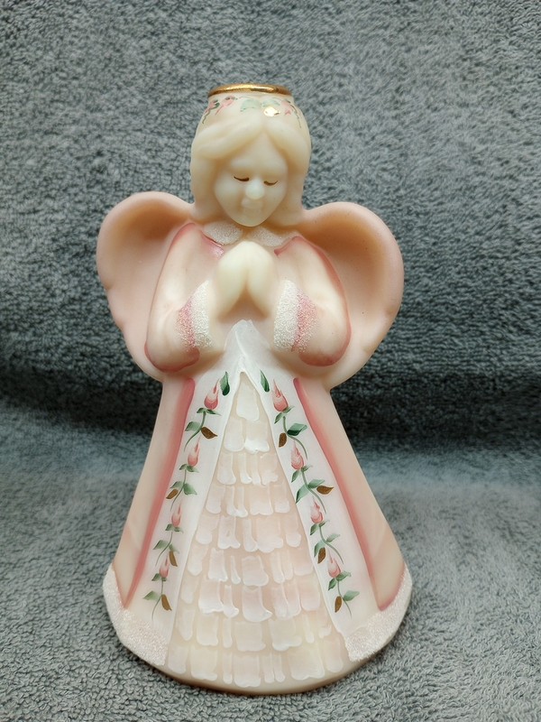 Fenton 100th Hand Painted Burmese Art Glass Angel Artist Signed 