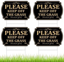 4 Pcs Keep Off Grass Signs for Yard with Strong Stakes 12''x 8'' Stay Off Gra...