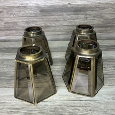 Vintage Brass Beveled Six Panel Clear Glass S...