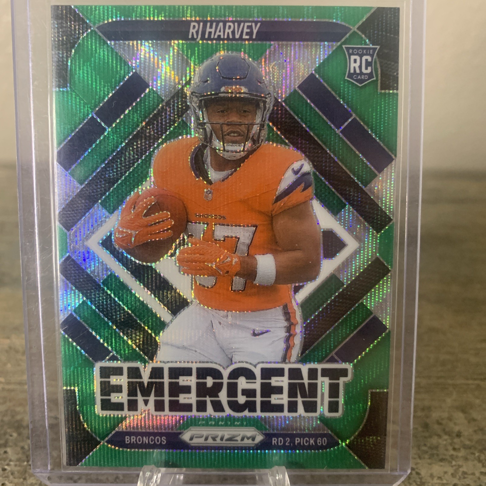 2025 Panini Prizm - Emergent RJ Harvey #16 Green Wave Prizm (RC)