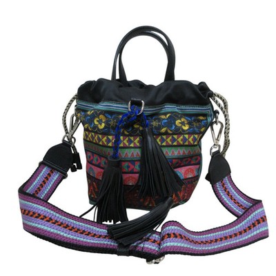 ETRO Etro Tassel Nylon Leather 2-Way Handbag Shoulder Bag 1H943 5902 Black