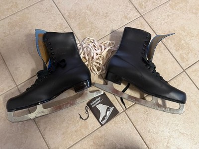 Vintage Black Figure Ice Skates Womens Size 11 Japan Blade Lace Up