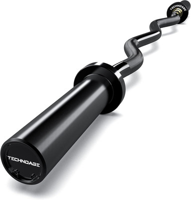 Olympic EZ Curl Bar 47'' - 20LB Solid Steel with Copper Sleeve for Home Gym