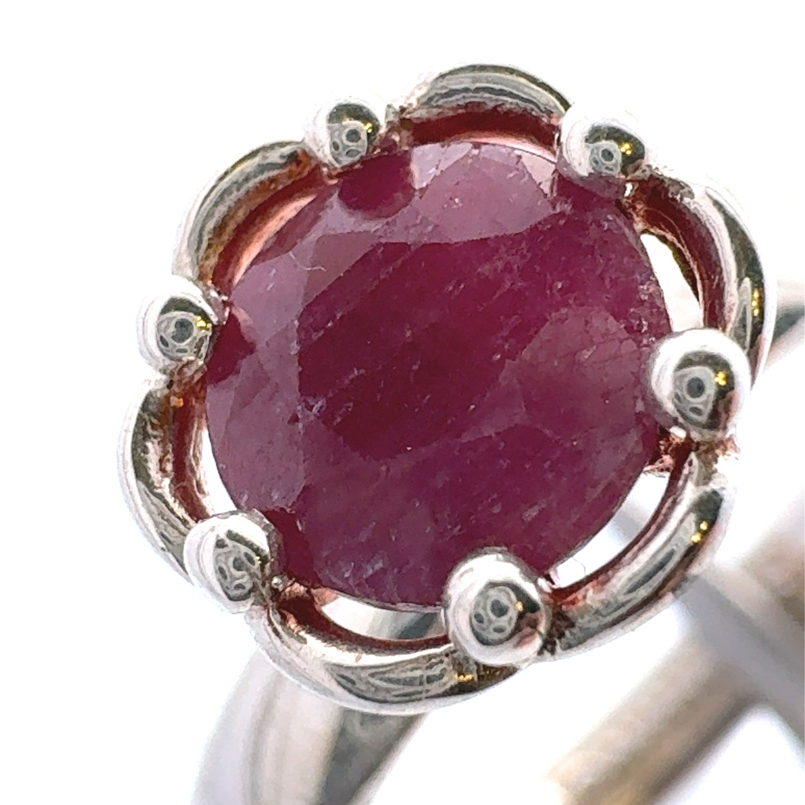 Designer 925 Sterling Silver Solitaire Ruby Flora… - image 9