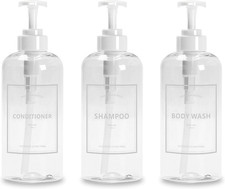 Shampoo Pump Dispenser, 3Pcs 16.9Oz Clear Shower Soap Dispenser