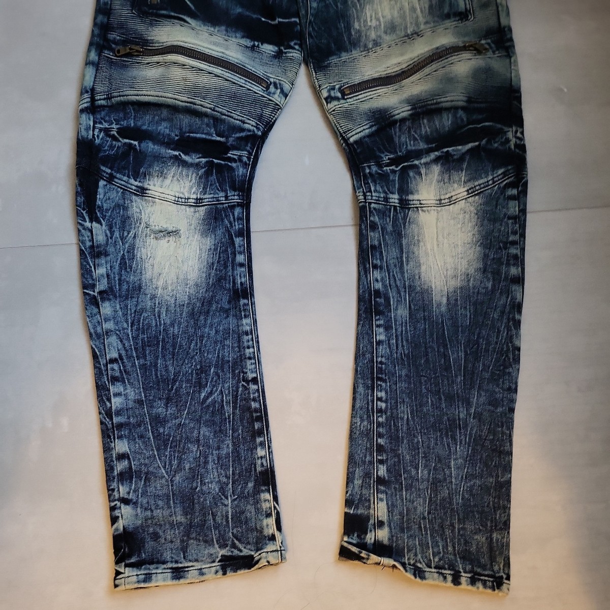 Rockstar Original Jeans Mens 38x33 Blue Denim Distressed Button