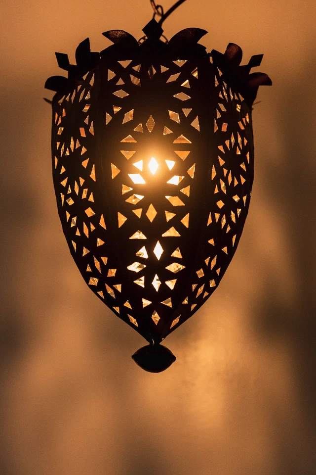 Suspension Vintage Marron Style Marocaine Lumière Lustre en Fer Orientale - Photo 3/4