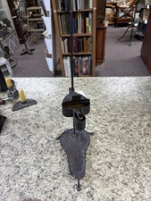 Antique betty lamp wrought iron 18th century whale oil lamp adjustable.  RARE!