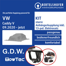 Für VW Caddy V Typ SBB / SBJ 09.2020-jetzt AHK starr +13pol spez. E-Satz NEU PKW