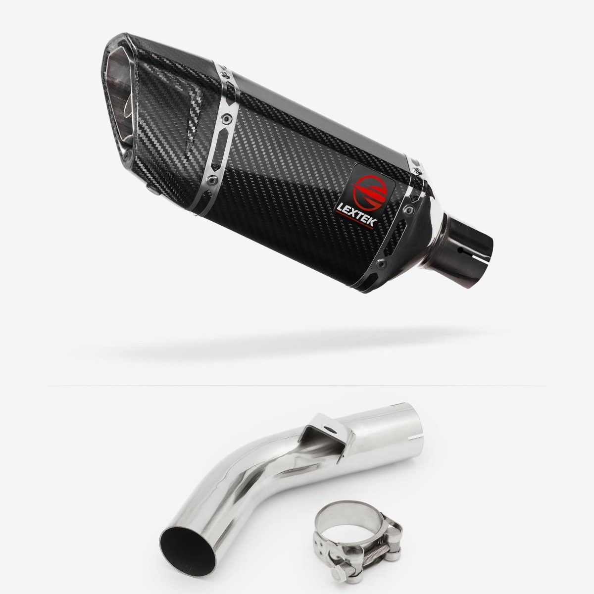 Lextek Carbon Fibre SP11C 200mm Exhaust with Link Pipe Silencer Rear Polished