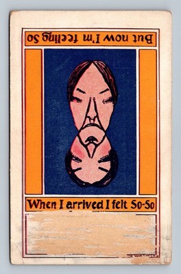 Vintage Humorous So-So Feeling Cartoon Postcard A.T.F. Co. 1910s