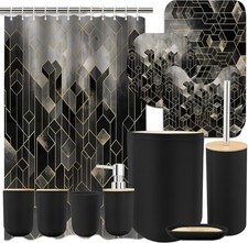 Black Bathroom Set Black Abstract Cubes Bathroom Accessories Sets Complete