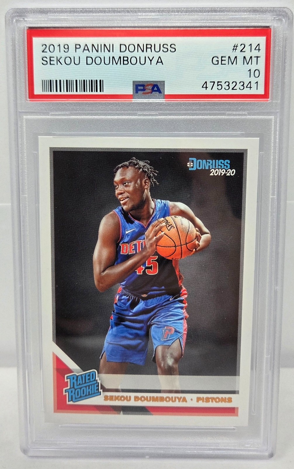 2019 Donruss Pistons SEKOU DOUMBOUYA RC Rookie Basketball Card PSA 10 GEM MINT view 1