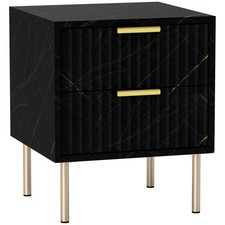 HOMCOM Bedside Table Bedside Cabinet with 2 Drawers for Bedroom, Black