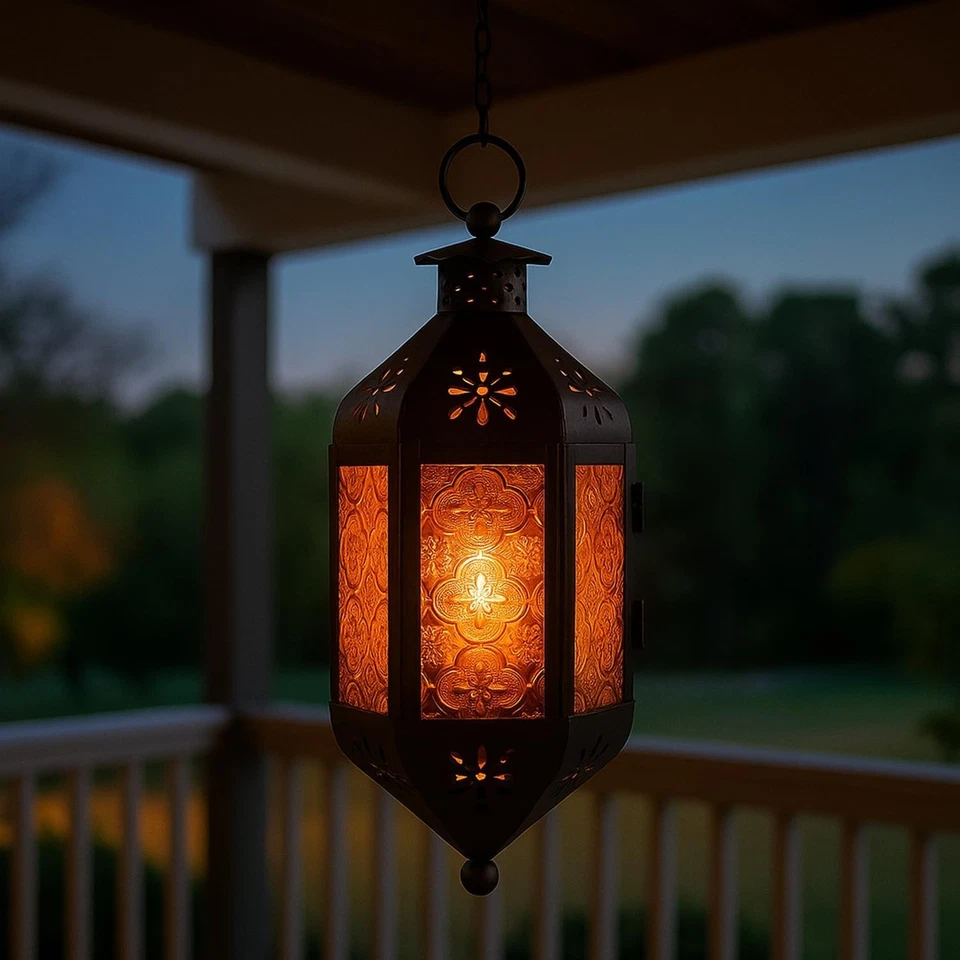 Lámpara colgante decoración marroquí linterna decorativa interior exterior candelabro para Foto 2 de 4