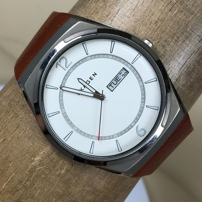 Skagen Melbye Men Titanium SKW6304 Day Date Leather Quartz 39mm Watch 7 3/4''