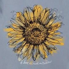 Large NWT Women's Life is Good Scribbled Sunflower Blue SS Crusher LITE Vee