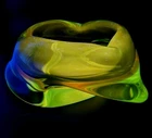 Stunning Murano Flavio Poli Sculpted Art Glass Ashtray Dish Mezmerising Green 💚