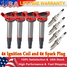UF596 4X Ignition Coil and iridium Spark Plug For 2009-2017 Toyota Corolla 1.8L