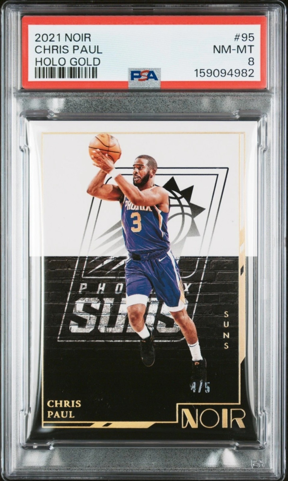 2021 CHRIS PAUL PSA 8 PANINI NOIR HOLO GOLD PHOENIX SUNS #'d /5 