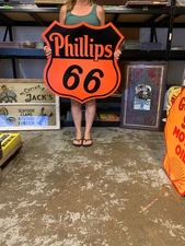 Antique Vintage Old Style Sign Phillips 66 Shield Made USA